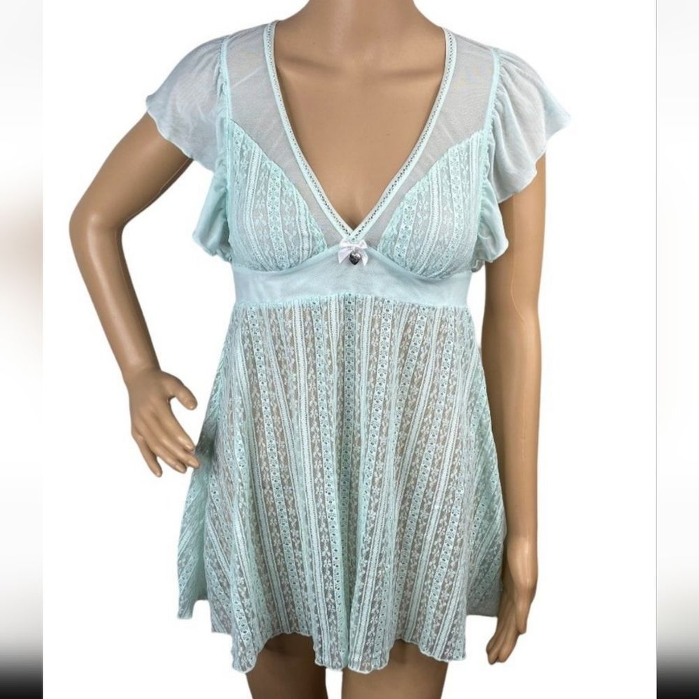 BETSEY JOHNSON Vintage Y2K Teal Blue Chemise Lingerie Size S